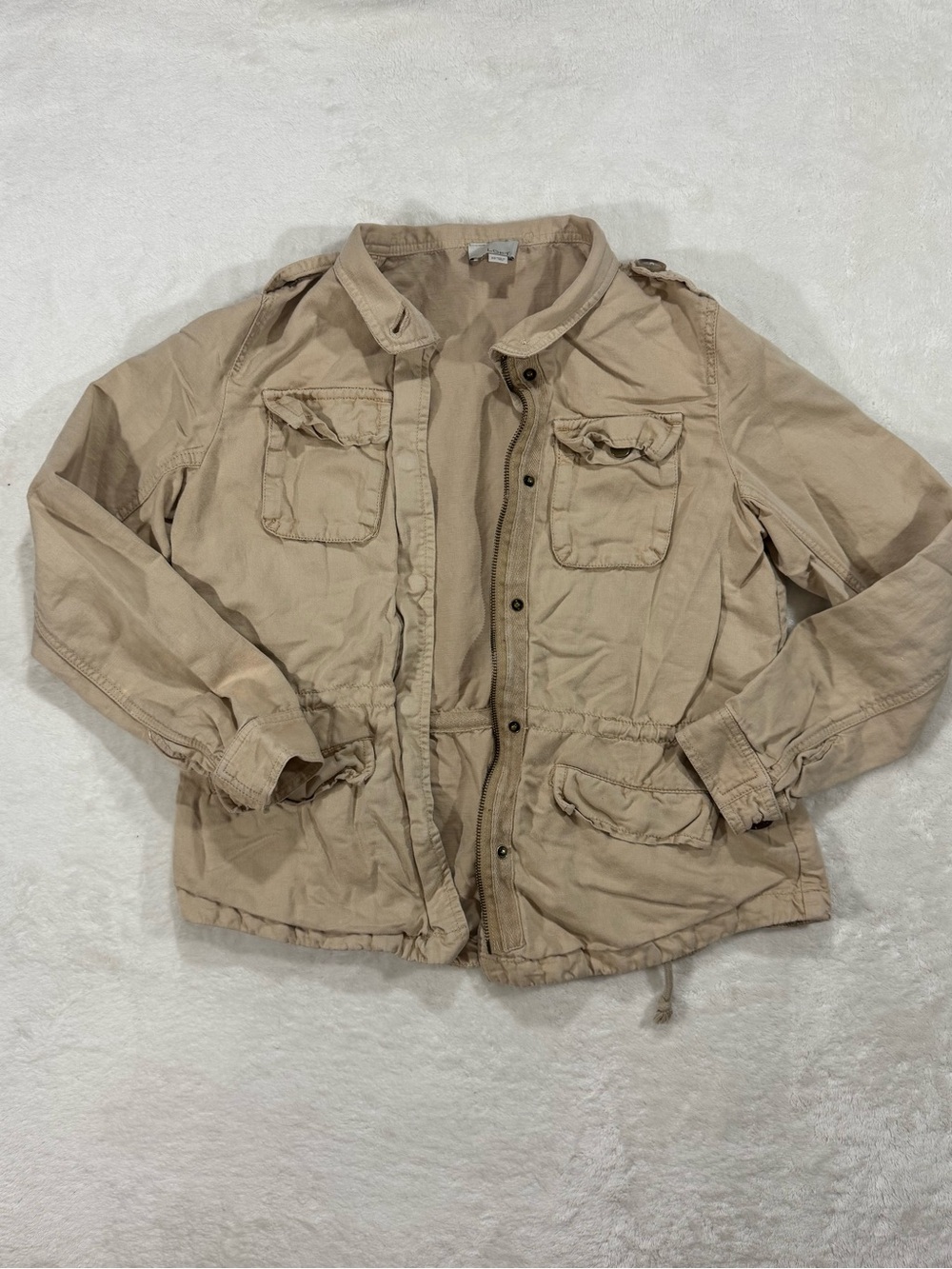 LOFT Tan Khaki Utility Field Jacket Drawstring Waist XS